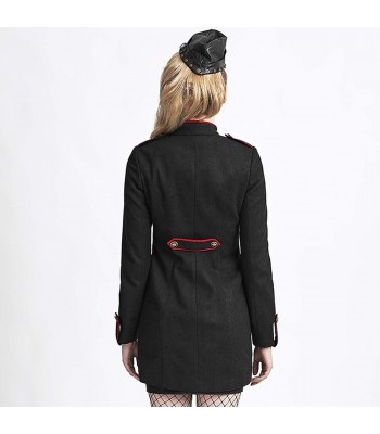 Women Punk Military Coat Winter Uniform Style High Collar Wool Coat Girl Soldier